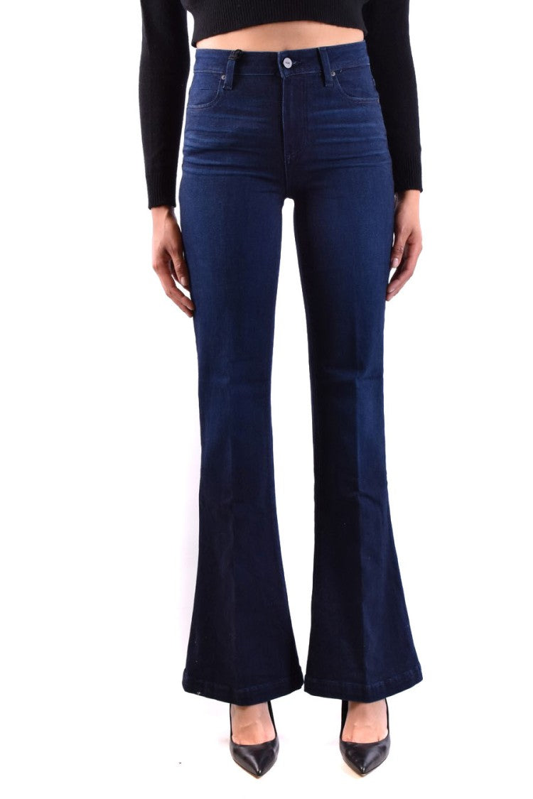 Paige High-Waisted Indigo Denim Jeans With Flared Silhouette