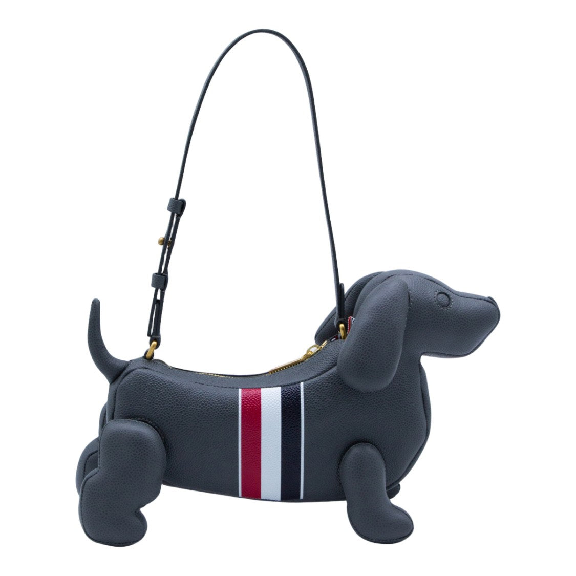 Thom Browne Dachshund-Shaped Handbag With Adjustable Strap And Signature Stripes