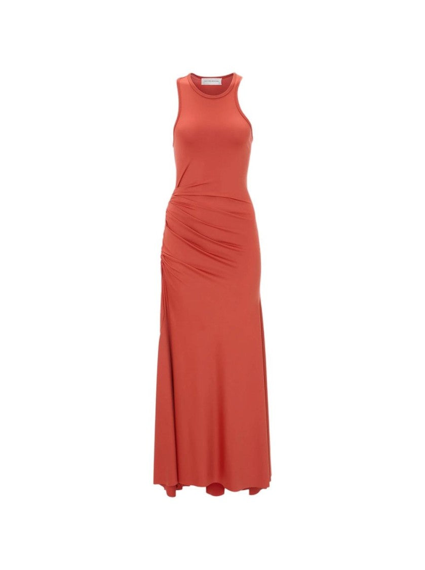 Victoria Beckham Asymmetric Tank Midi Dress Paprika