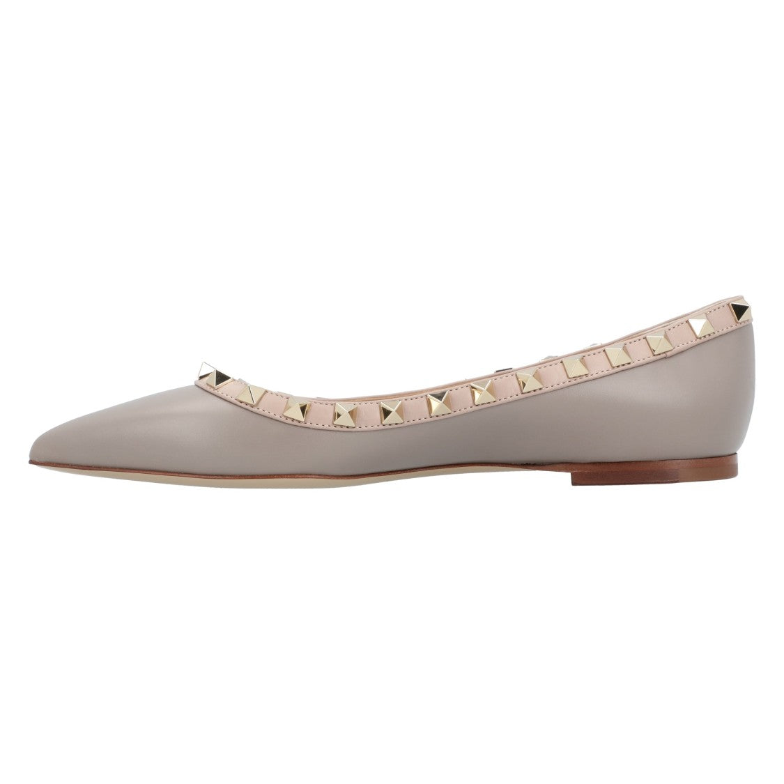 Valentino Rockstud Ballerina Flats With Silver Stud Embellishments