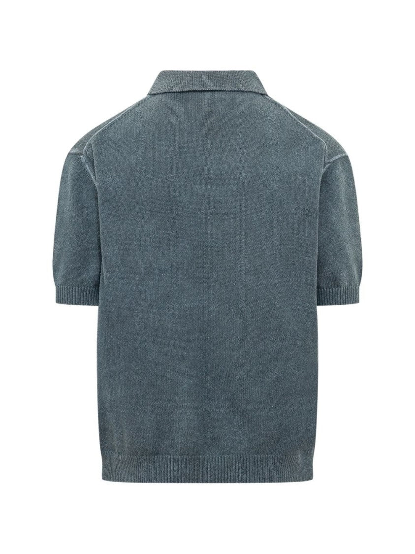 Dsquared2 Silk And Nylon Blend Crew Neck Polo