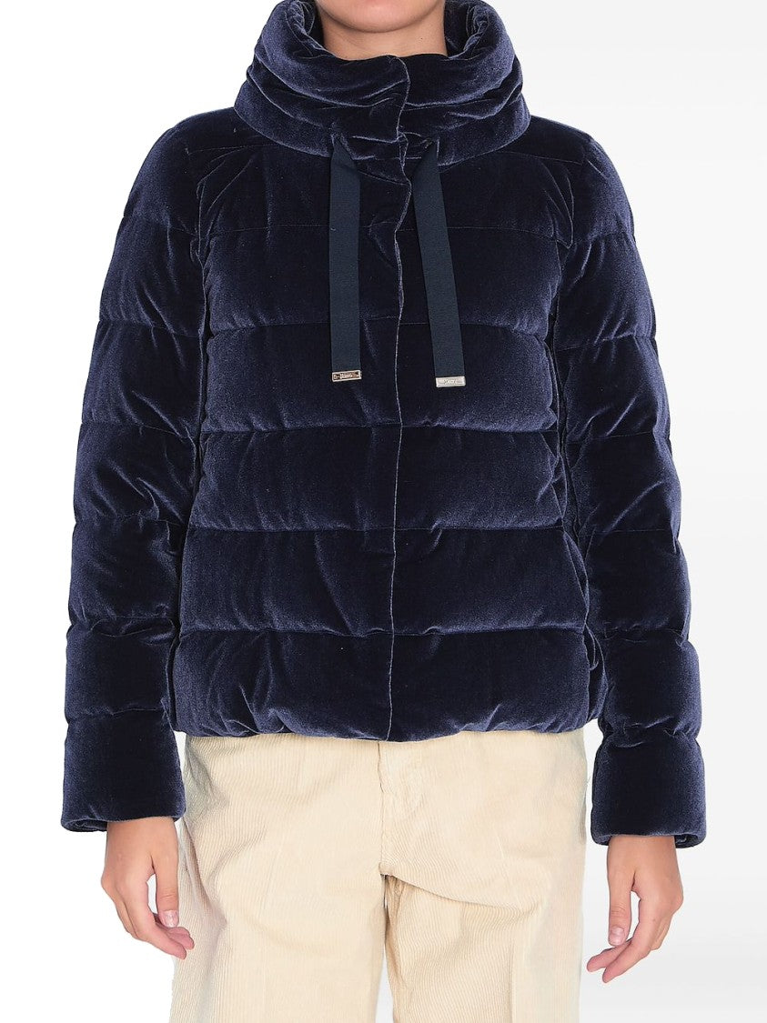 Herno Plush Quilted Blue Coat