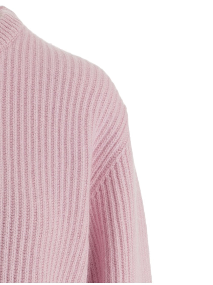 Jil Sander Pink Ribbed Knit Wool Sweater