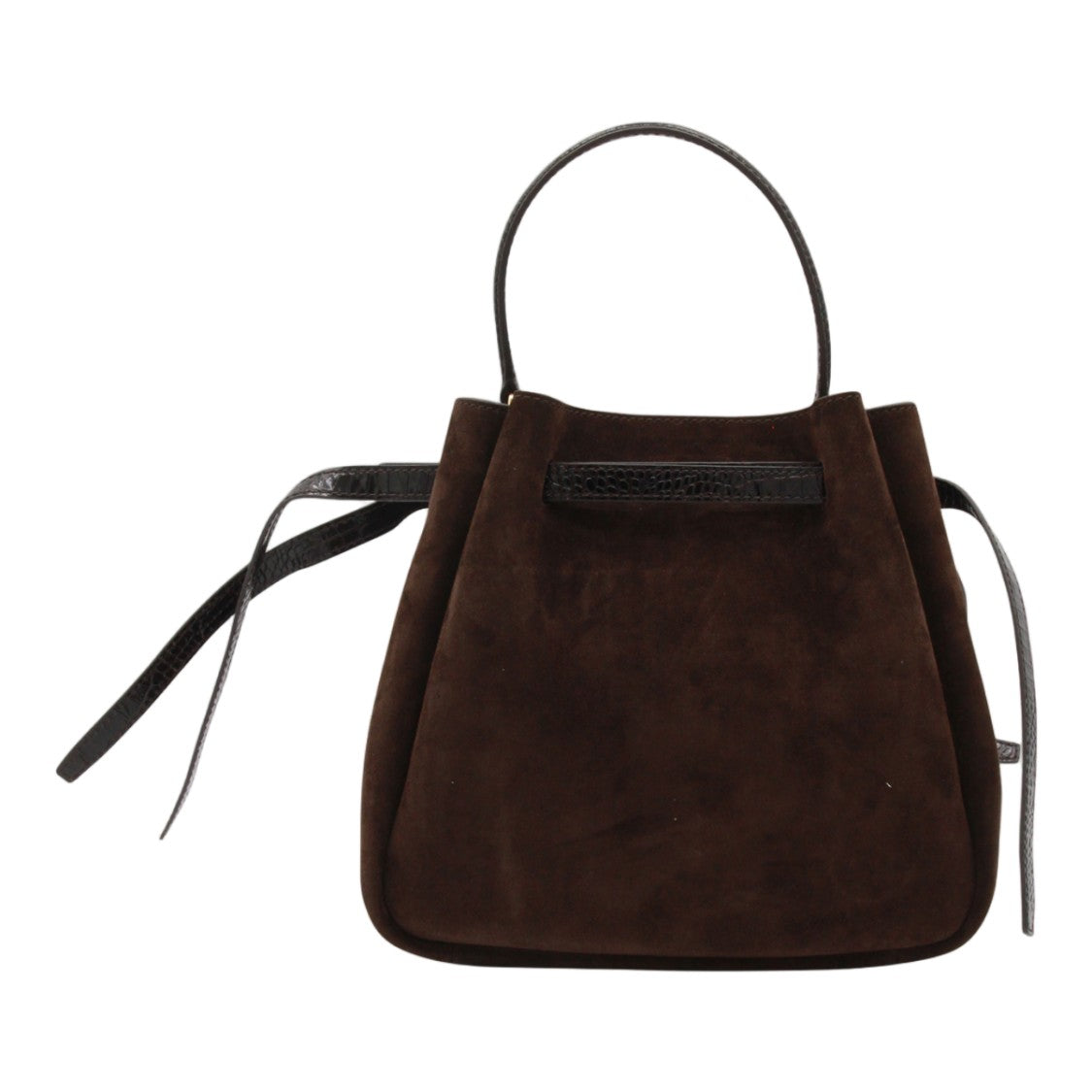 Tory Burch Structured Dark Brown Suede Handbag