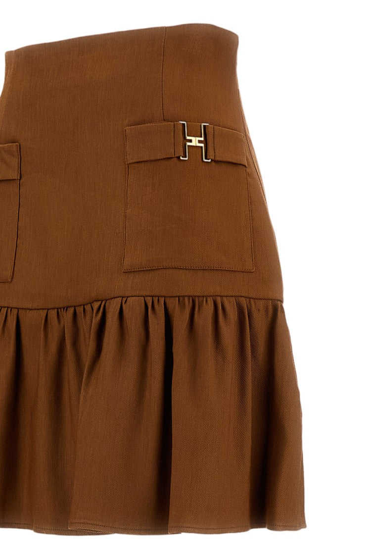 Elisabetta Franchi High-Waisted Mini Skirt With Gold Jewel Accents