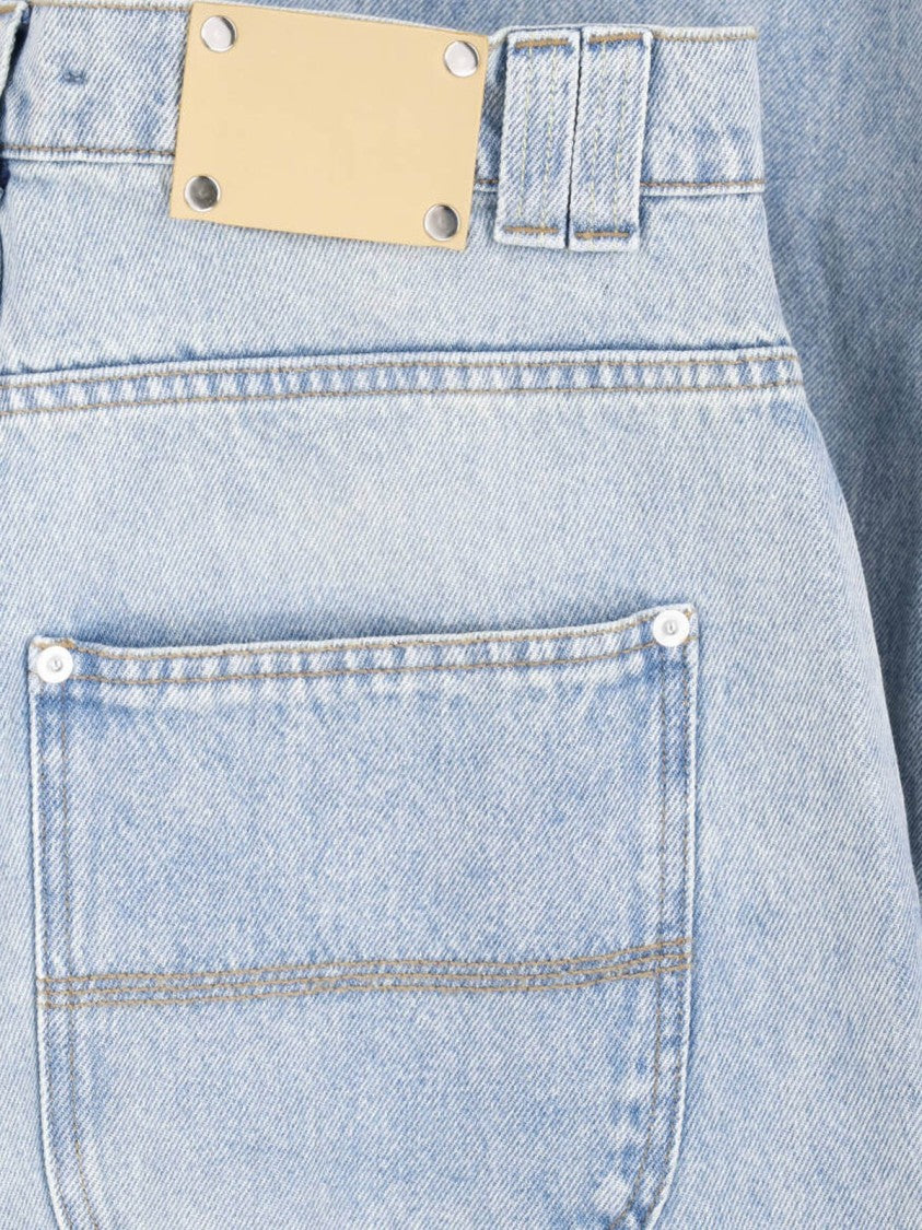 Gimaguas Light Blue Wide-Leg Cotton Denim Jeans