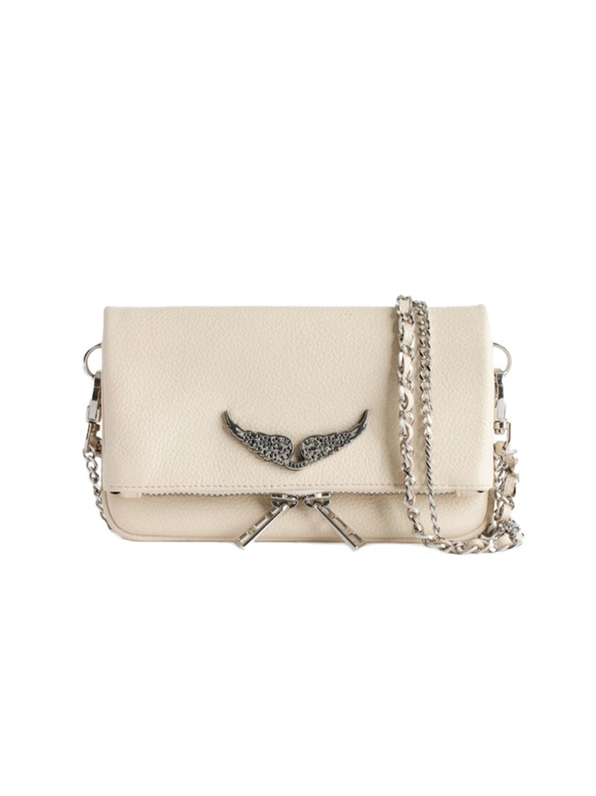 Zadig & Voltaire Rectangular Textured Clutch Bag With Metallic Wing Detail
