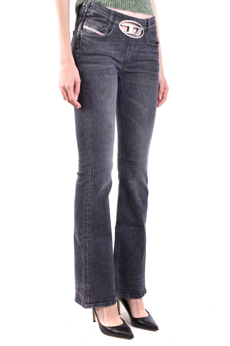 Diesel Slightly Flared Black Metallic Buckle Jeans