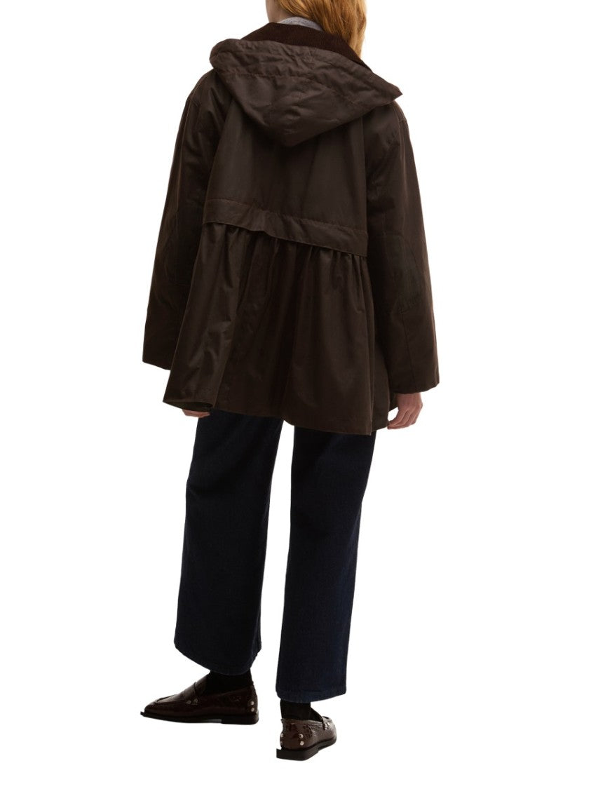 Barbour X Ganni Neutral Barbour X Ganni Waxed Cotton Coat