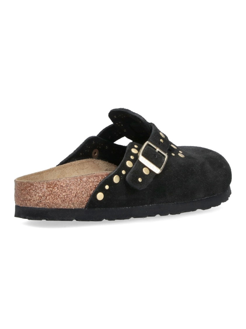 Birkenstock Black Slip-On Gold Studded Sandals