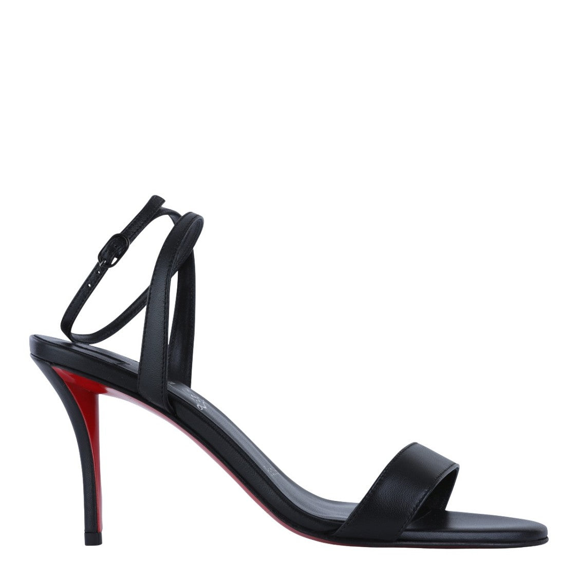 Christian Louboutin Black Leather Sandals With Glossy Red Sole