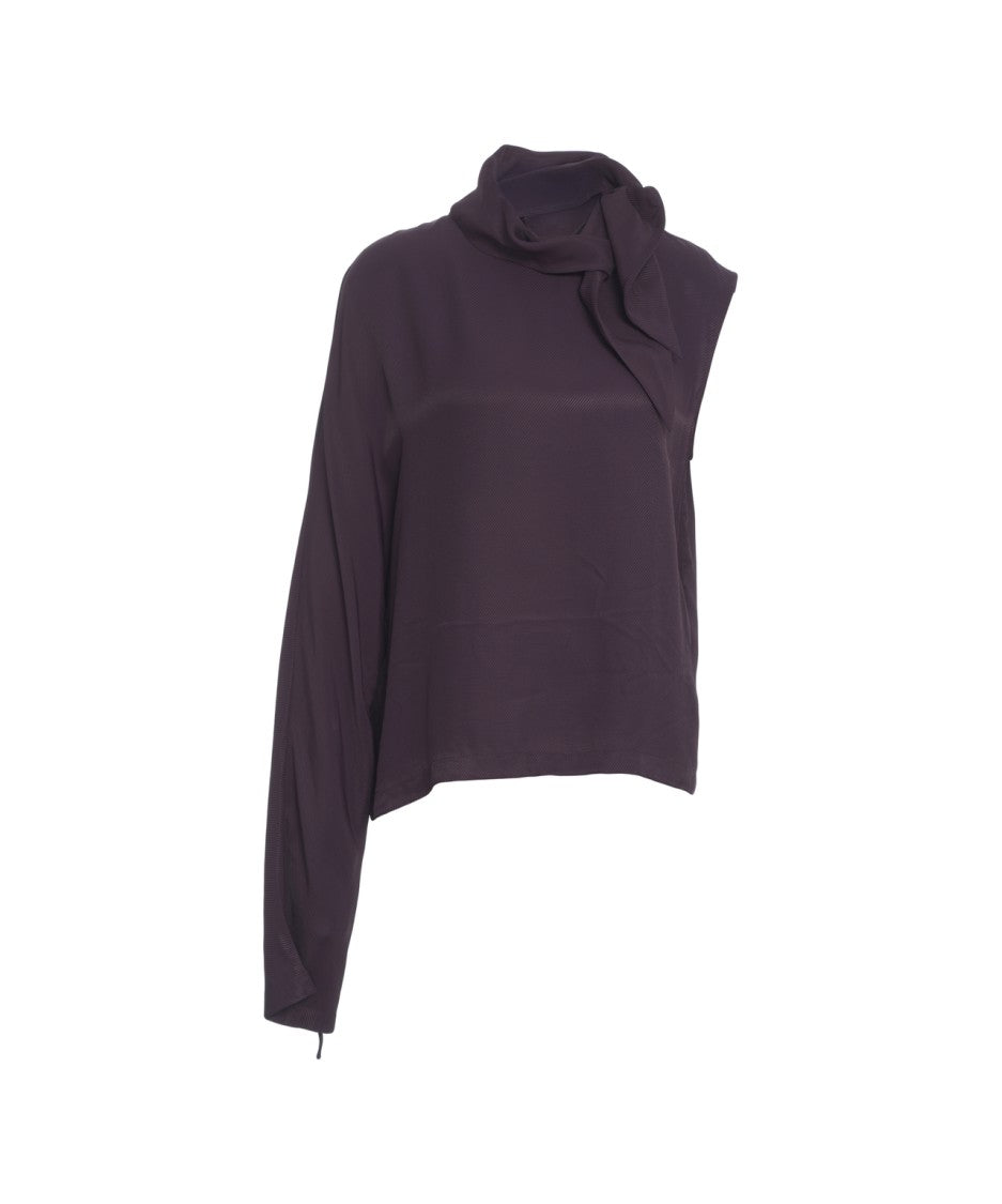 Herskind Long Sleeve Top With Draped Bow Collar