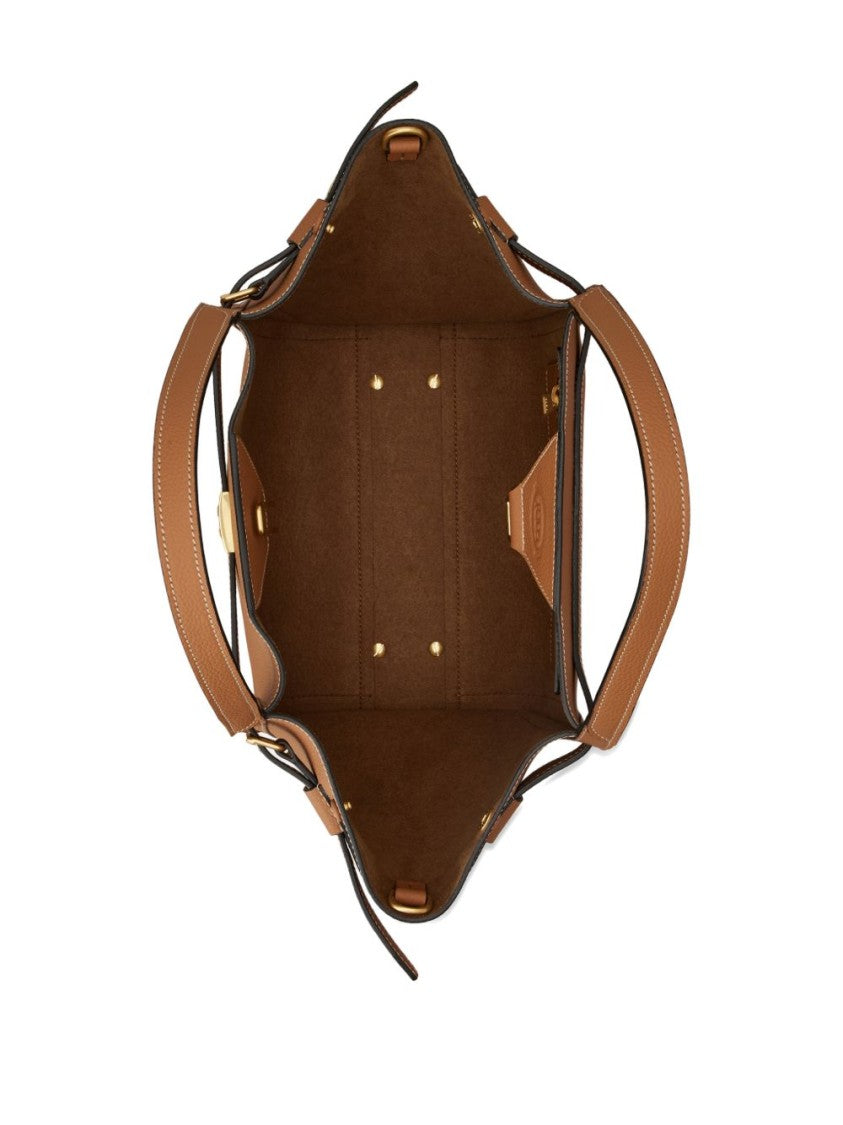 Tod's Brown Pebble Grain Buckle Strap Bag