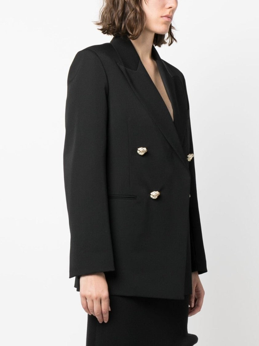 Lanvin Rhinestone-Embellished Black Wool Blazer