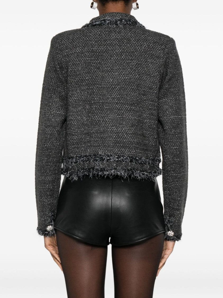 Blugirl Textured Cropped Knit Sweater With Frayed Edges