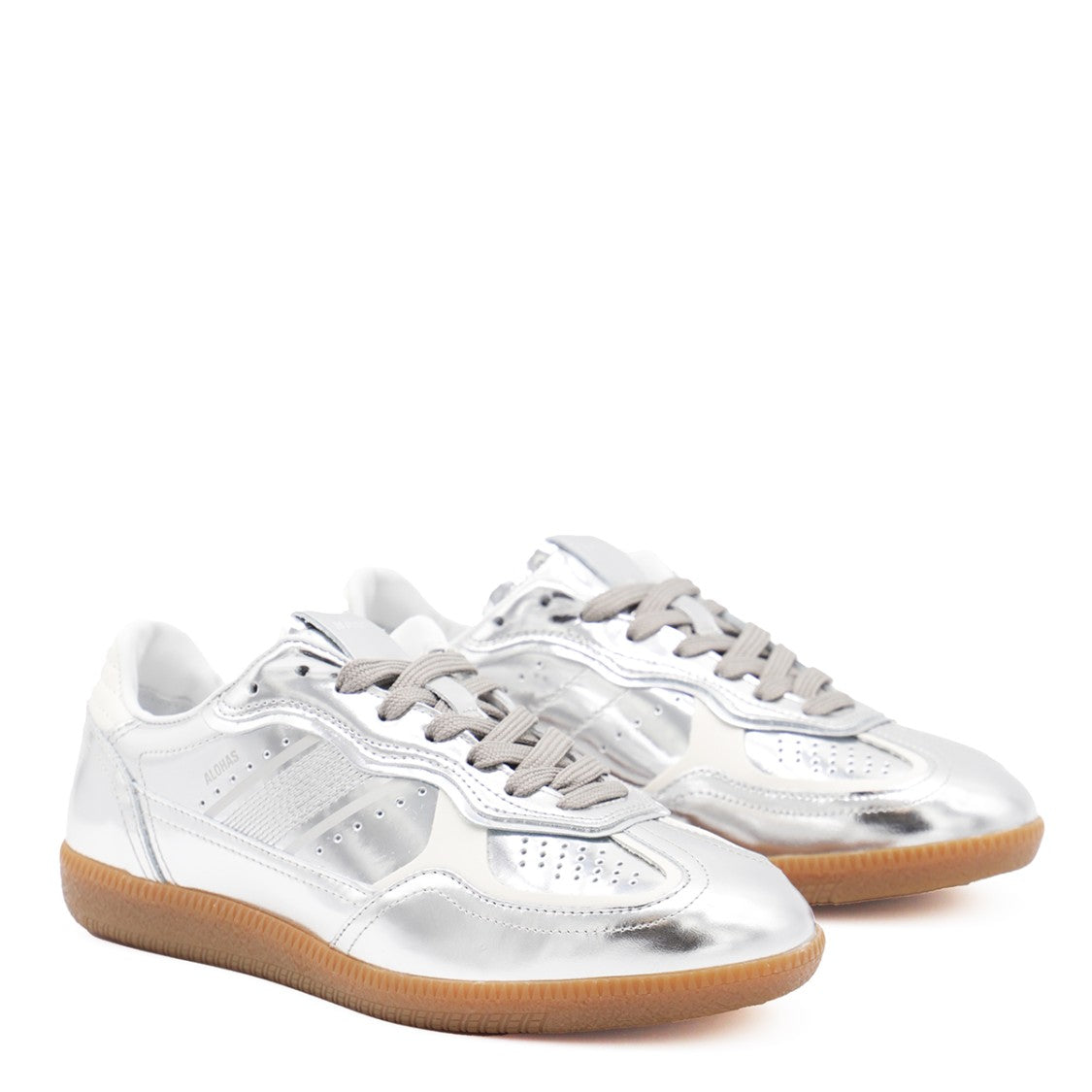Alohas Silver Leather All-Over Details Sneakers
