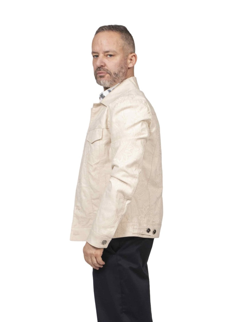 Etro Light Beige Floral Jacquard Denim Jacket
