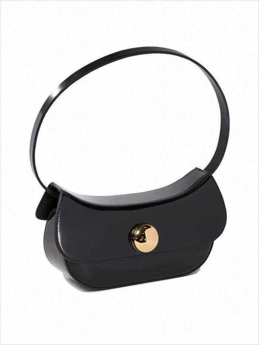 Marni Sophisticated Black Lambskin And Calfskin Shoulder Bag