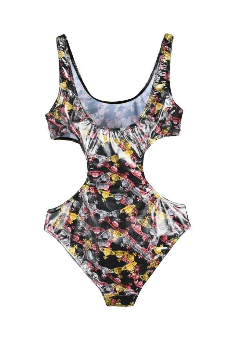 Vivienne Westwood Cut-Out Multicolor Swimsuit With Abstract Motifs