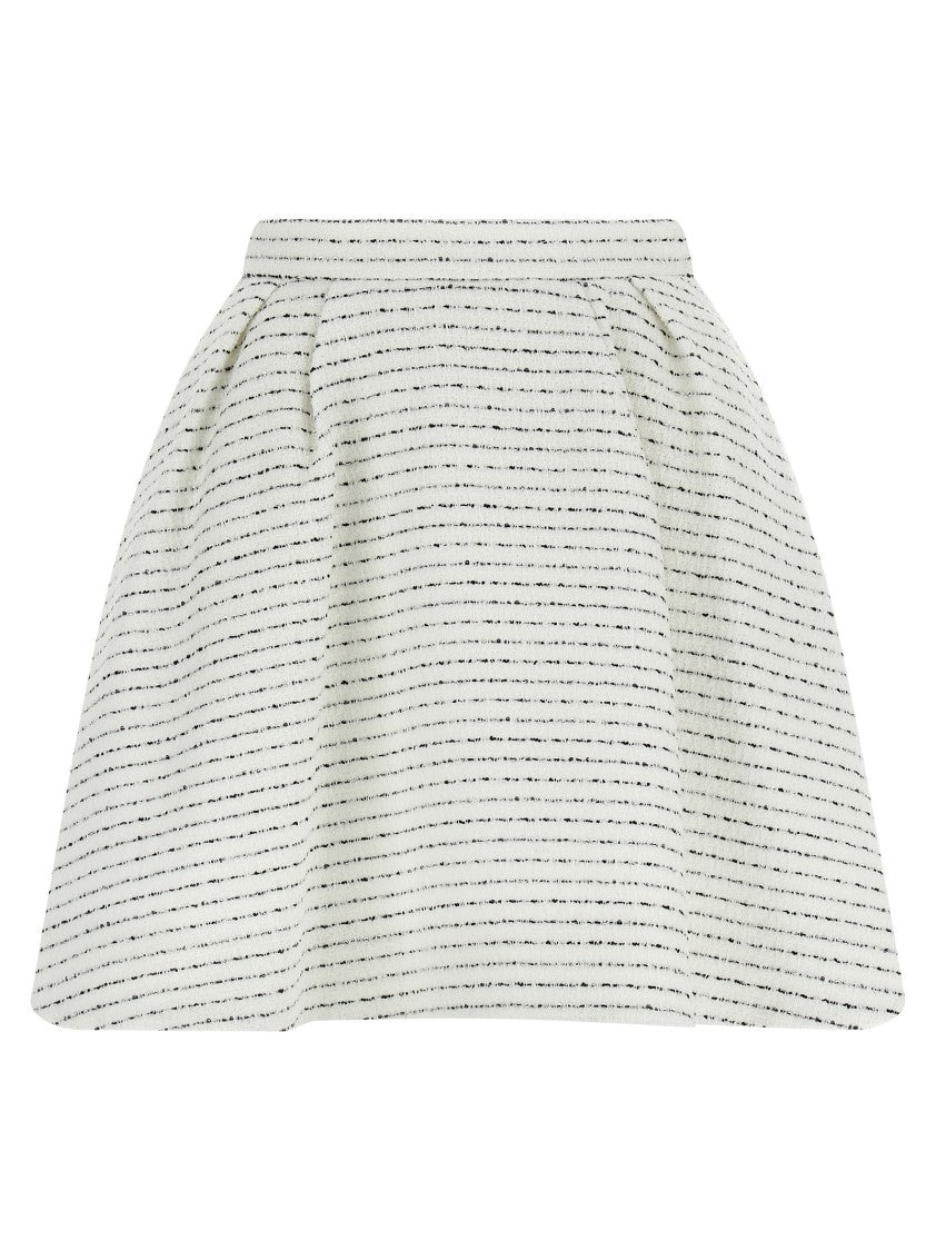 Alessandra Rich Tweed Mini Skirt With Micro Sequins And Pleated Waist