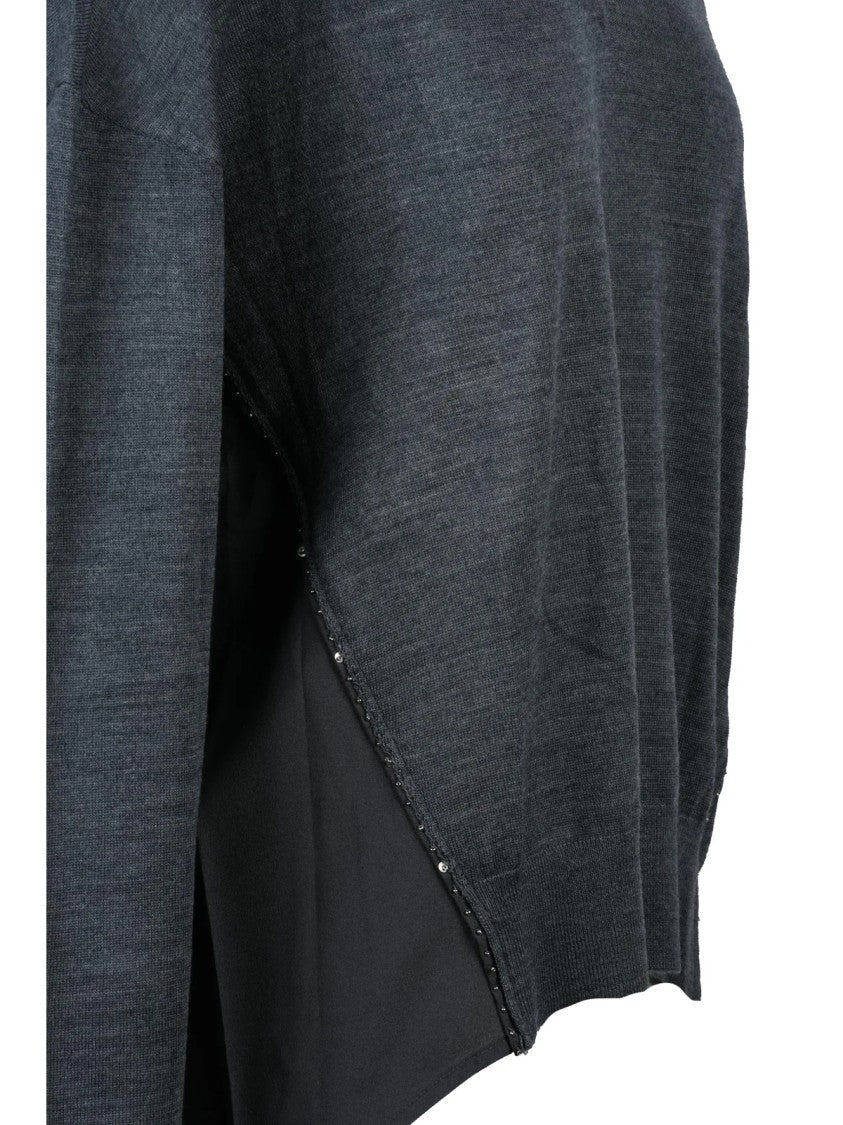 Alessia Santi Asymmetric Knit Sweater With Relaxed Fit And Sequin Detailing