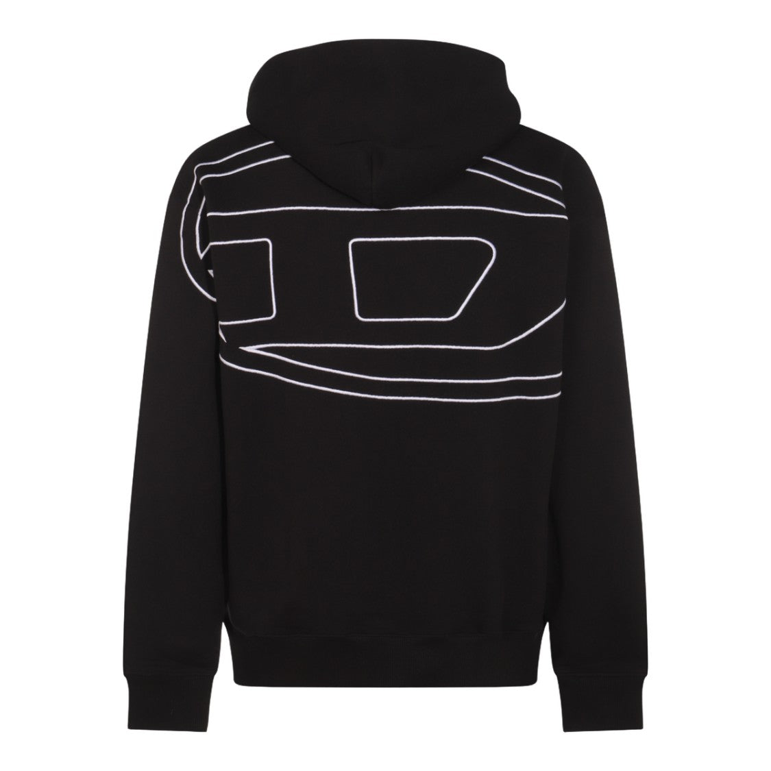 Diesel Pullover Black Hoodie With Embroidered Logo