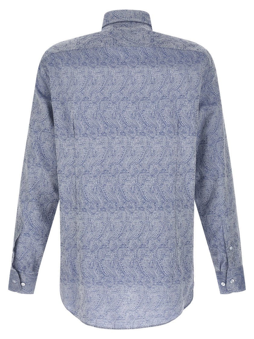 Etro Paisley Jacquard Cotton Shirt With Embroidered Logo Detail