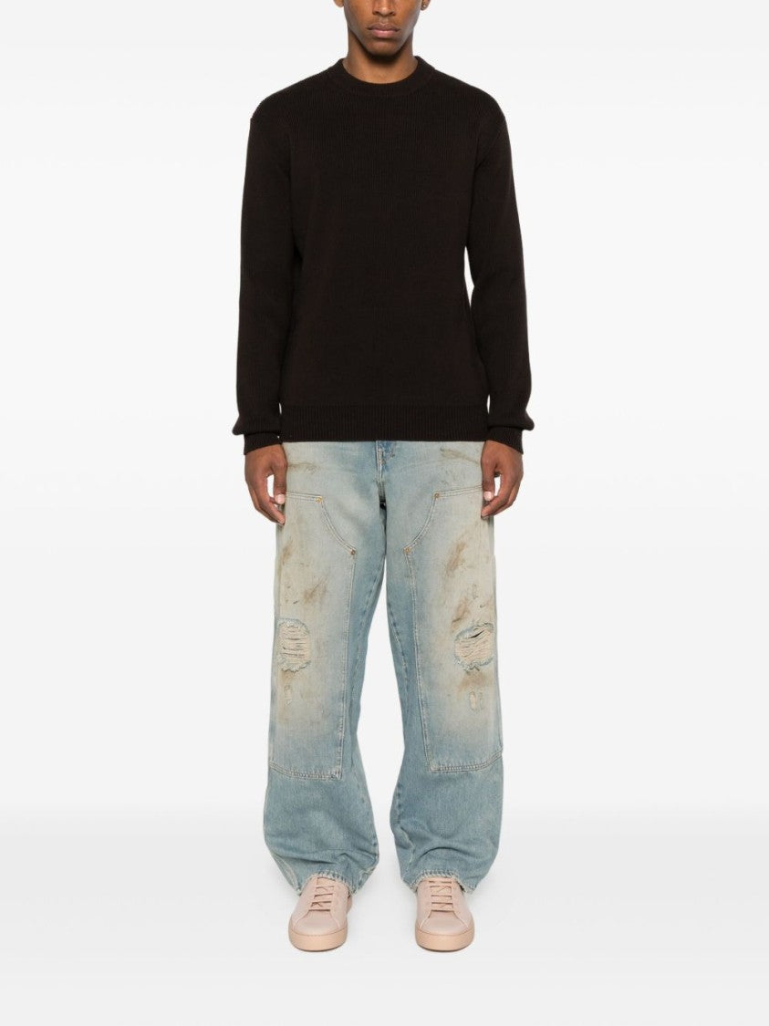 Golden Goose Relaxed Fit Faded Blue Jeans With Distressed Detailing