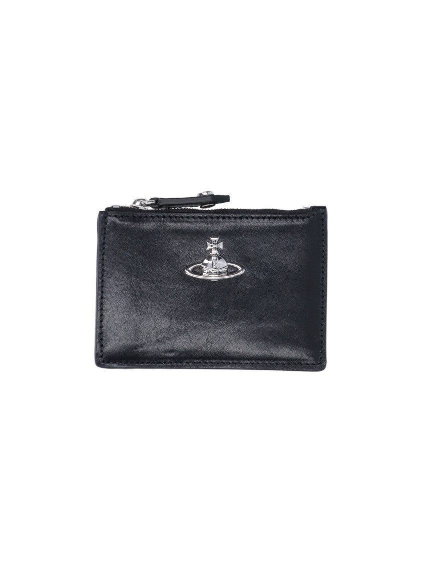 Vivienne Westwood Black Slim Zip Calfskin Cardholder