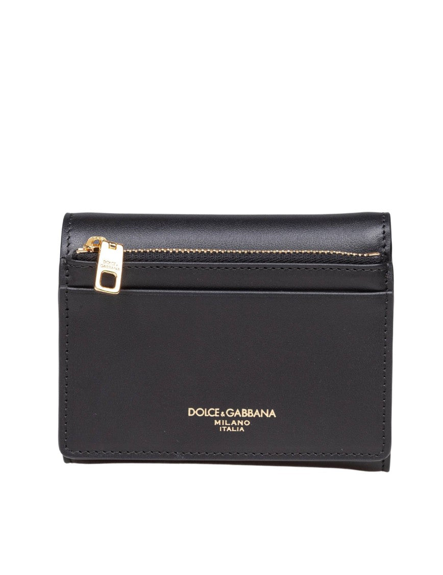Dolce & Gabbana Black Leather Wallet With Metal Dg Logo
