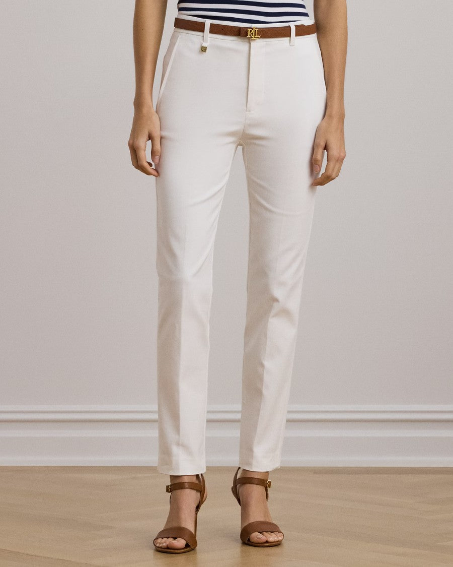 Lauren Ralph Lauren White Lakythia Slim Wool Stretch Trousers