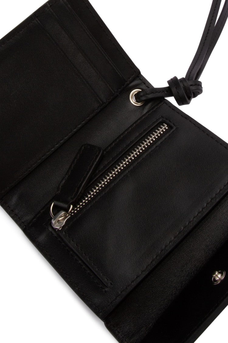 Jacquemus Compact Black Leather Wallet With Detachable Strap