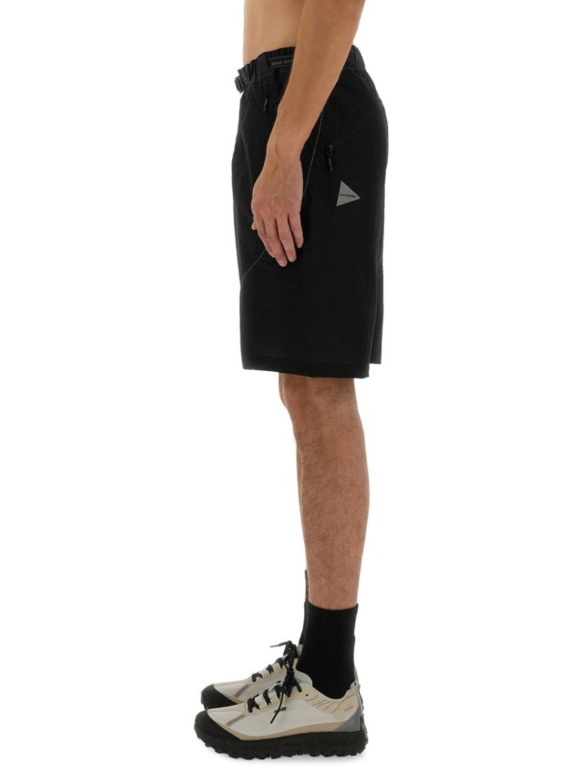 And Wander Black Nylon Bermuda Shorts