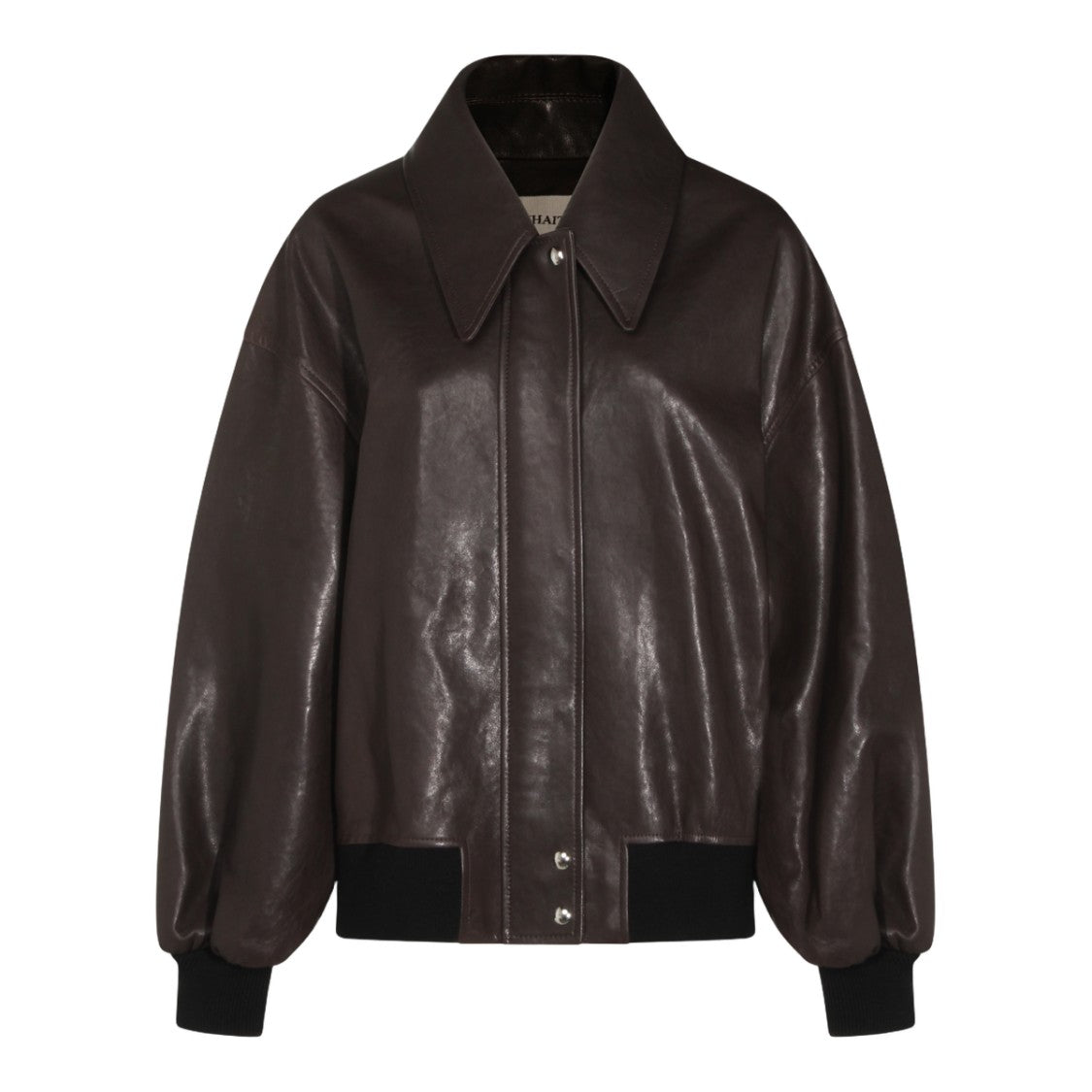 Khaite Slightly Glossy Dark Brown Leather Jacket
