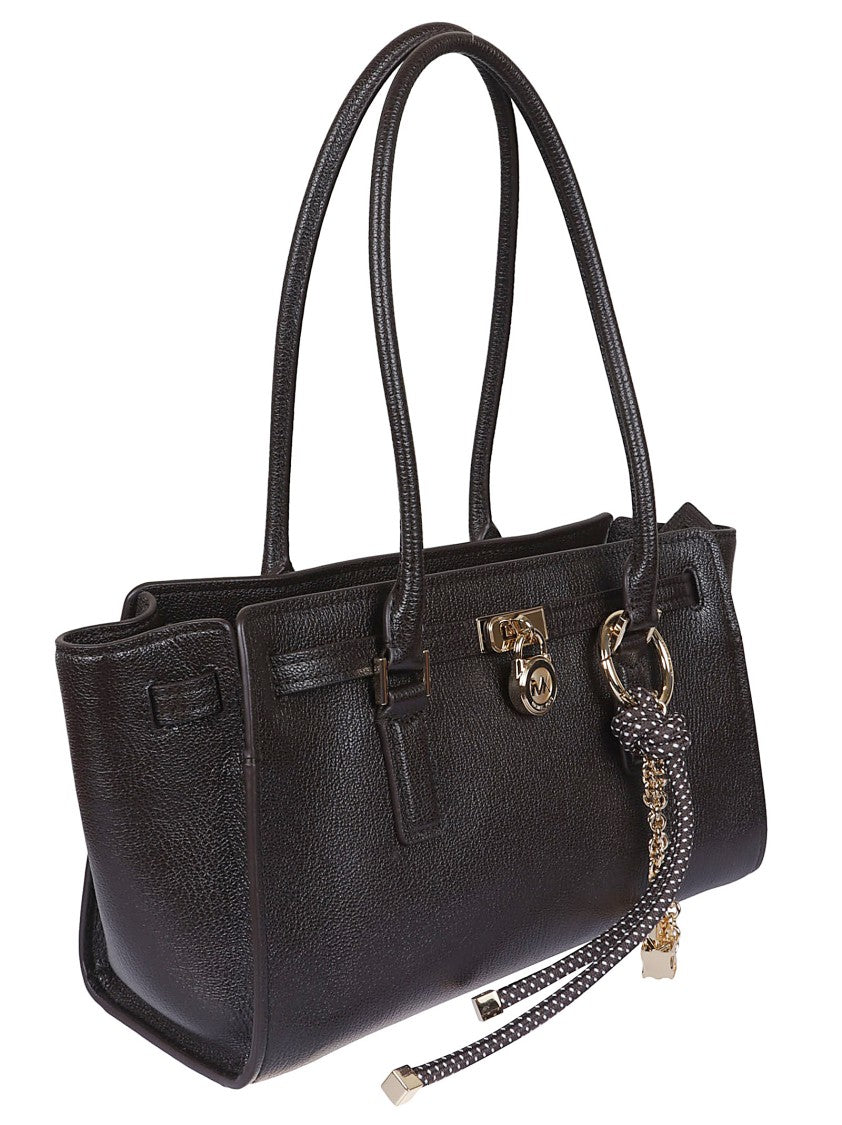 Michael Kors Hamilton Chocolate Hammered Leather Shoulder Bag