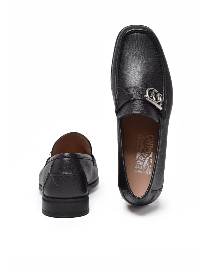 Salvatore Ferragamo Black Leather Linus Loafers