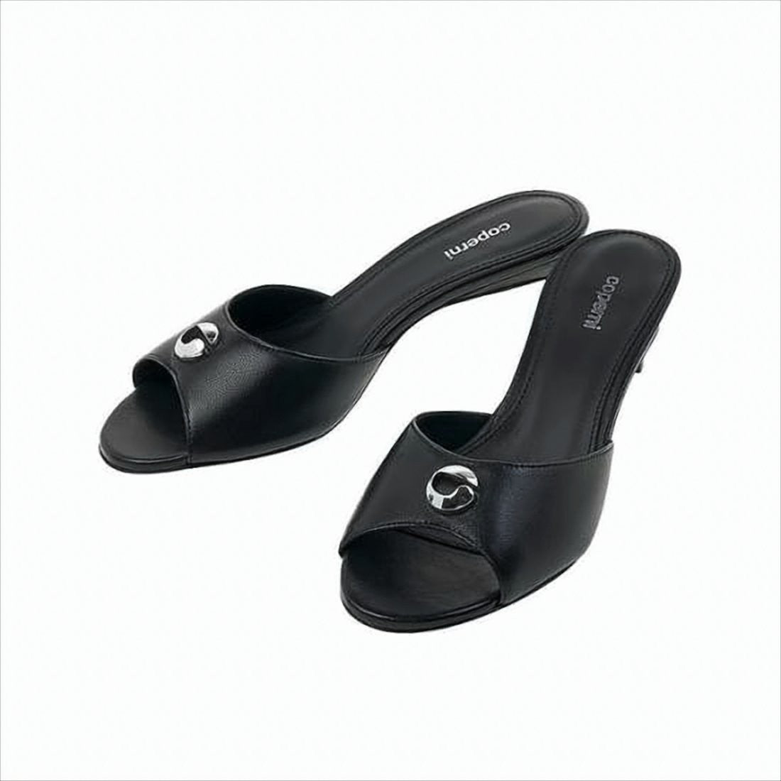 Coperni Open-Toe Black Leather Pumps