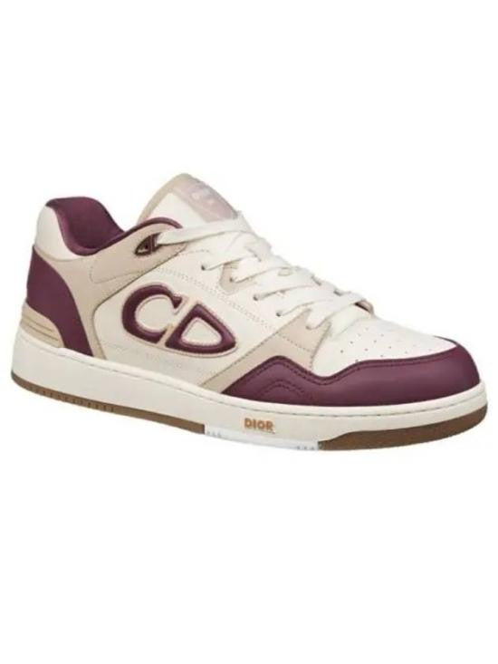 Christian Dior Low-Top Calf Leather Sneakers With Burgundy Accents