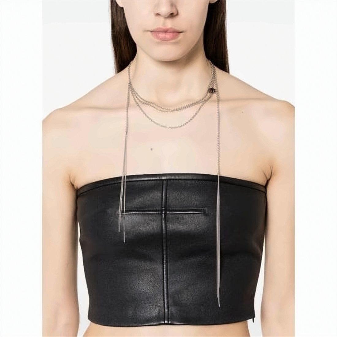 Courrèges Multi-Layered Silver Chain Necklace With Elegant Tassels