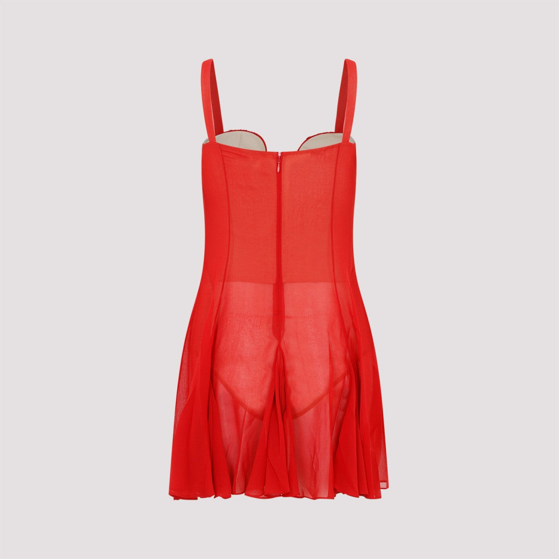Nensi Dojaka Red Silk Panel Godet Mini Dress