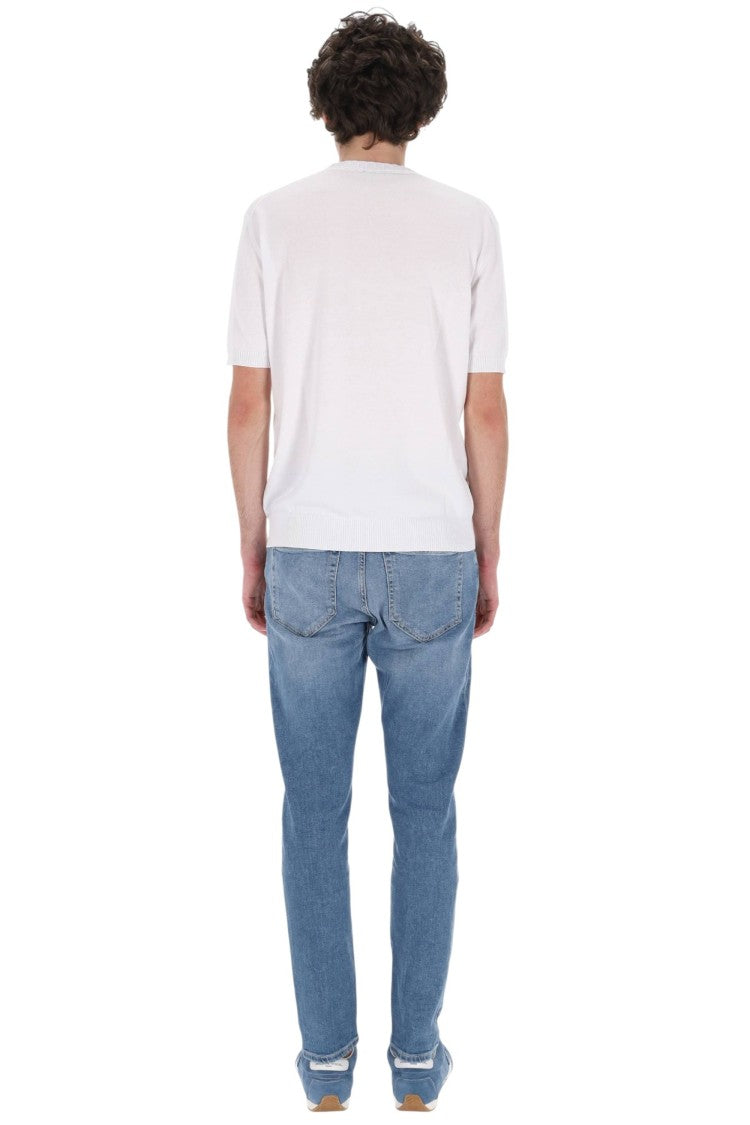 Barba White Cotton Knit T-Shirt