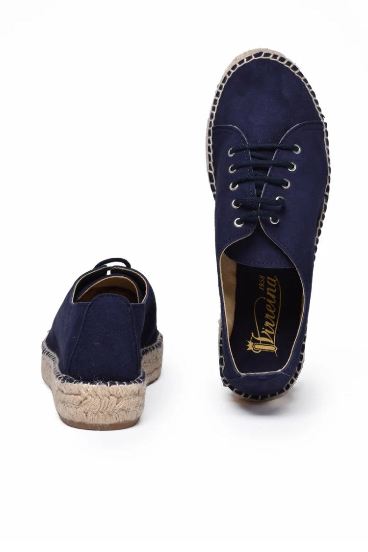 Virreina Suede Lace-Up Espadrilles - Midnight Blue
