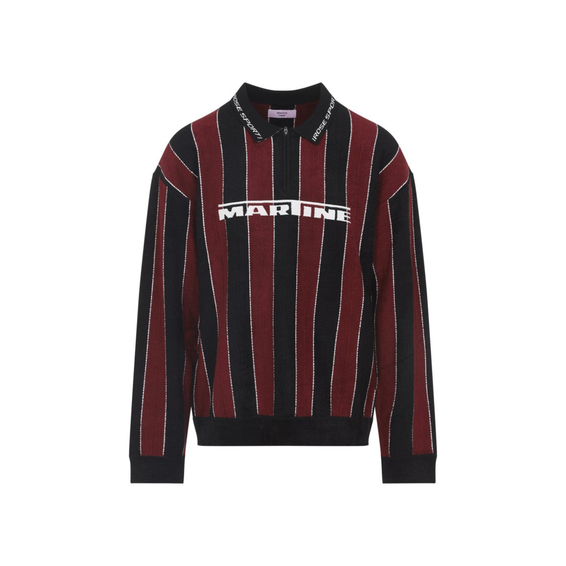 Martine Rose Sporty Logo Black And Burgundy Viscose Polo