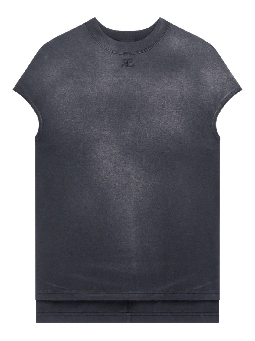 Courrèges Boxy-Cropped T-Shirt With Subtle Washed Effect
