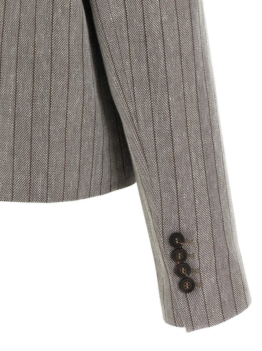 Brunello Cucinelli Pinstriped Chevron Blazer