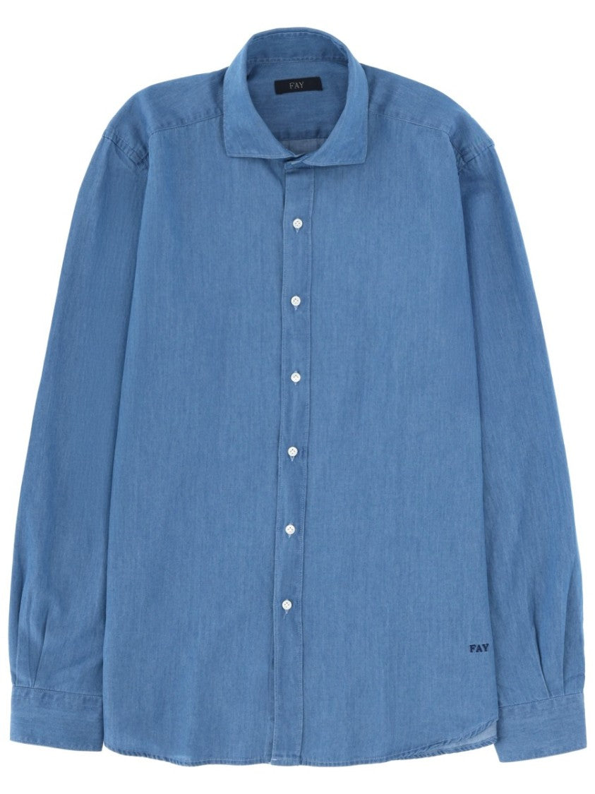 Fay Regular Fit Cotton White Buttons Shirt