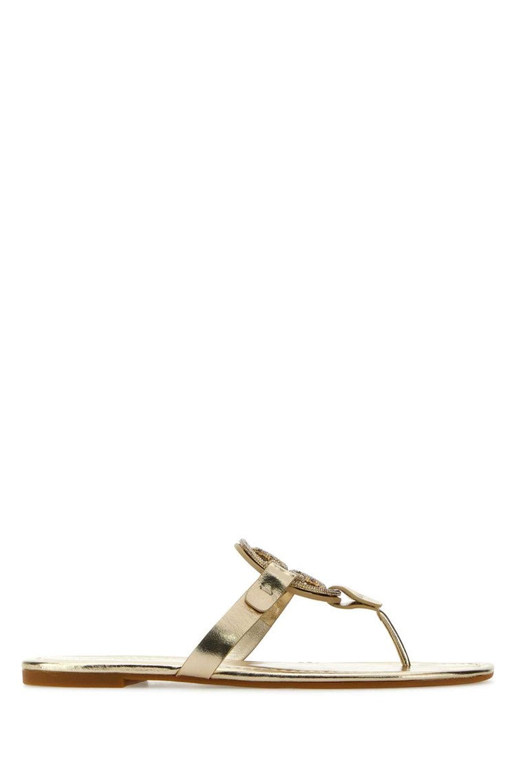 Tory Burch Gold Leather Miller Thong Slippers