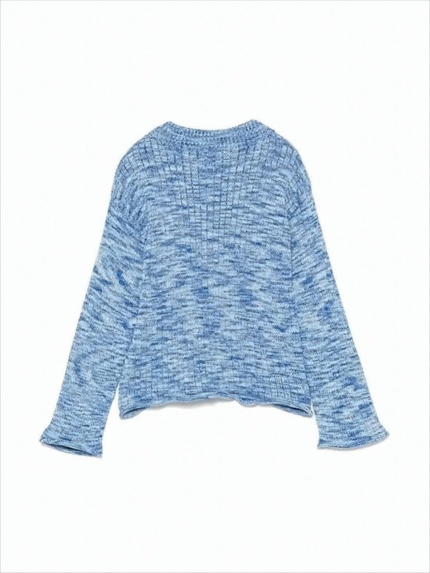Baserange Marled Blue Knitted Cardigan