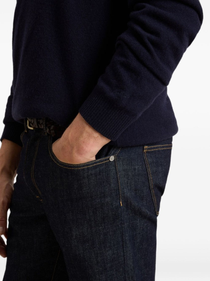 Woolrich Fine-Knit Crew Neck Sweater With Ribbed Details