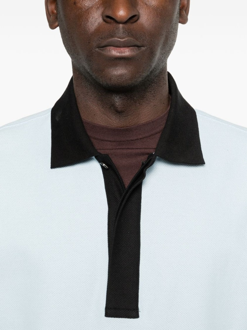 Lanvin White Contrast Collar Short Sleeve Polo